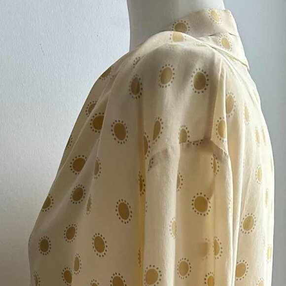 Alfred Sung Vintage Butter Pure Silk Wrap Blouse with Sunburst Dots – US 12 - Picture 4 of 12